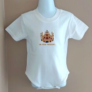 Hanes Playwear short sleeve onesie, Crown, 'I'm Your Treasure' - white - 18mos